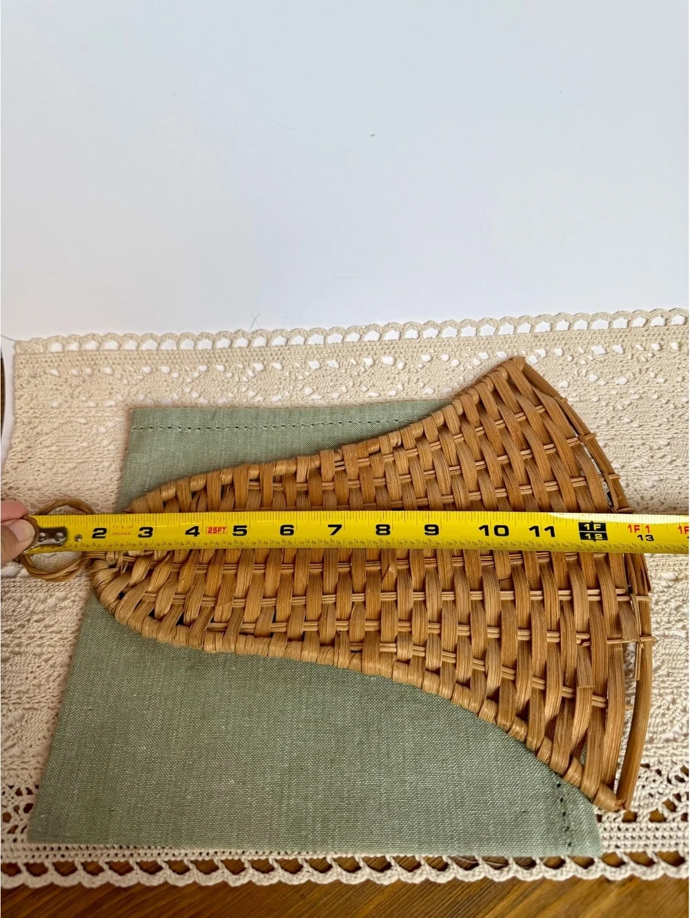 Vintage Wicker Bell Wall Hanging Made in Hong Kong Boho Rattan Wall Decor